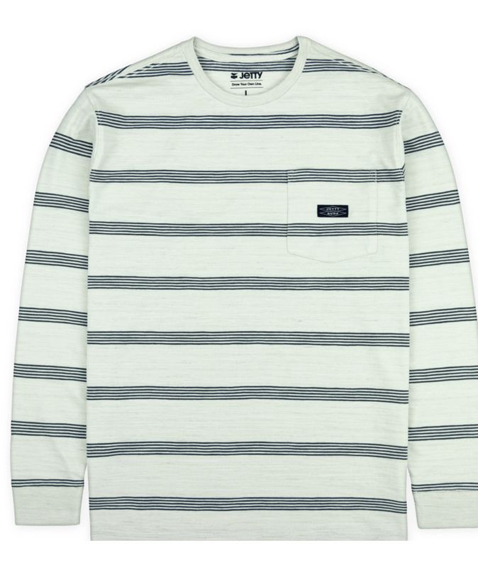 FRONT VIEW OF JETTY MENS PEHALA SLUB LONG SLEEVE SHIRT FEATURES HEAVYWEIGHT MATERIAL, WOVEN CHEST P…