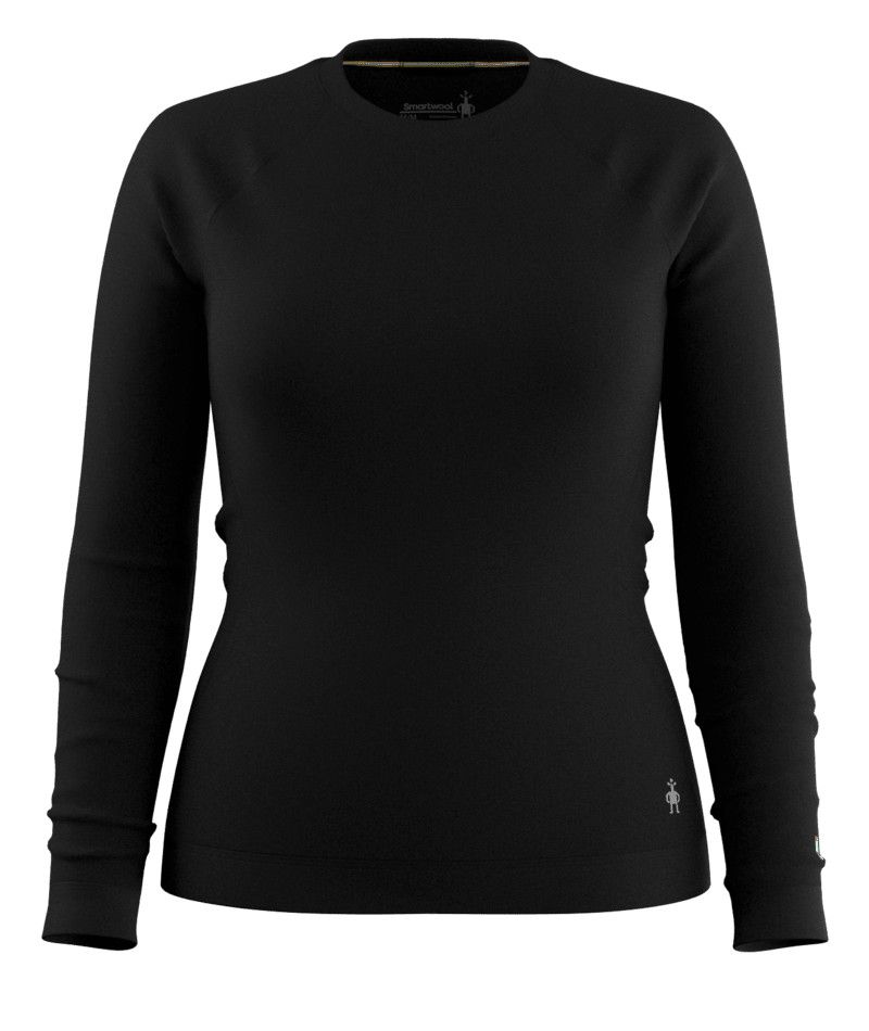 SMARTWOOL WOMENS CLASSIC THERMAL MERINO CREW BASELAYER TOP, Color: BLACK, Size: XS
