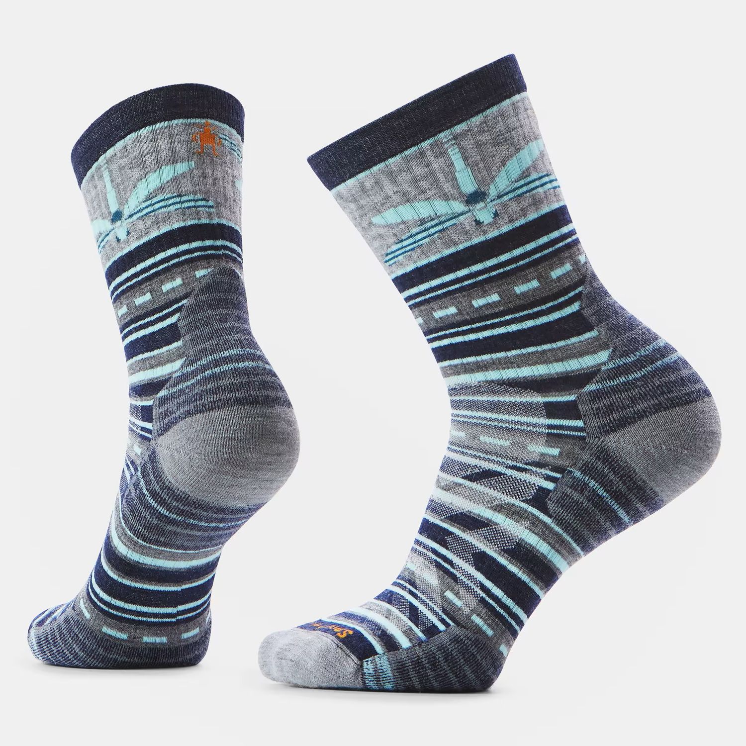 SMARTWOOL WOMENS HIKE TARGETED CUSHION DRAGON STITCH MID CREW SOCKS, Color: DEEP NAVY, Size: MEDIUM