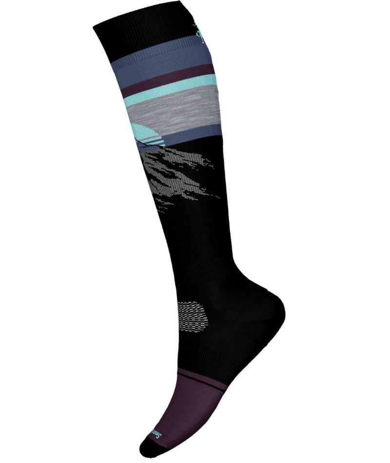 SMARTWOOL UNISEX SNOWBOARD TARGETED CUSHION MOUNTAIN SUNRISE OTC SOCKS, Color: BLACK, Size: MEDIUM