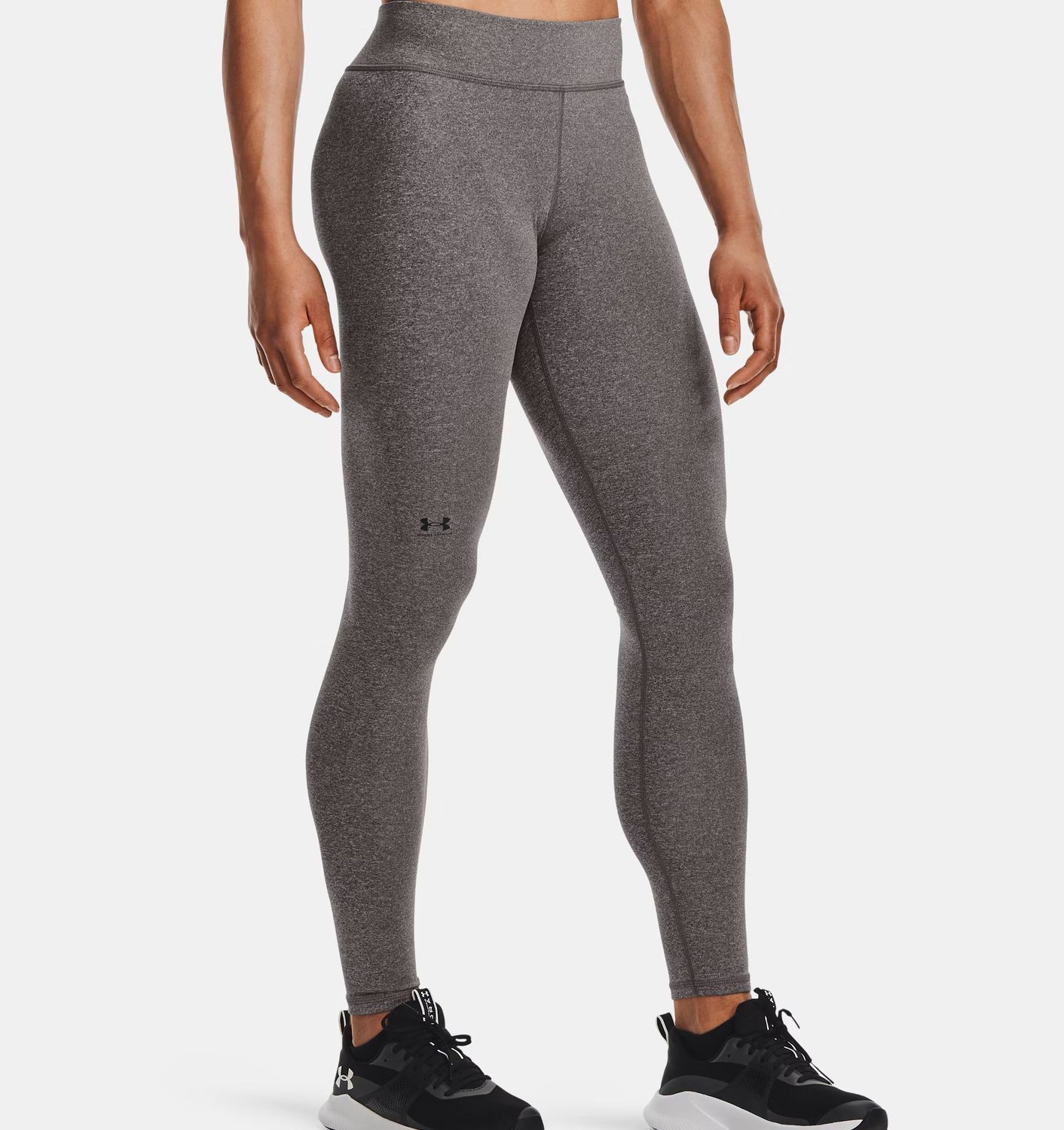 MAIN IMAGE OF UNDER ARMOUR WOMENS UA AUTHENTICS LEGGING IN CHARCOAL LIGHT HEATHER/BLACK SMALL WITH …