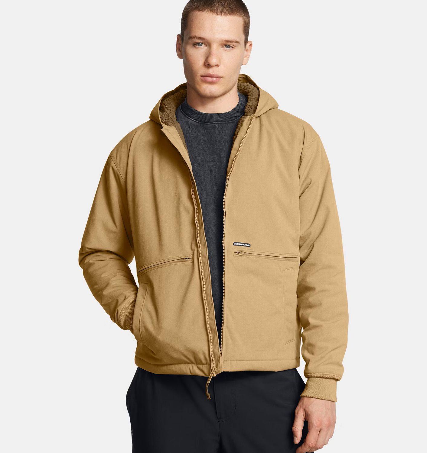 MAIN IMAGE OF UNDER ARMOUR MENS UA EXPANSE FLEECE-LINED WINTER JACKET IN CAMEL/COYOTE SMALL WITH WA…