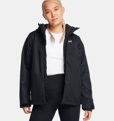 FRONT VIEW OF UNDER ARMOUR WOMENS UA STORM PORTER 3-IN-1 2.0 WINTER JACKET FEATURES WATER REPELLENC…