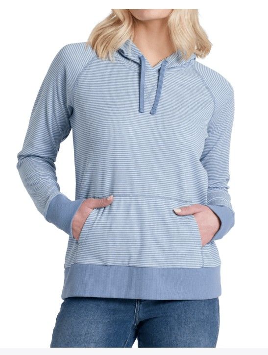 KUHL WOMENS STRIA PULLOVER HOODIE 25, Color: BLUE COVE, Size: SMALL