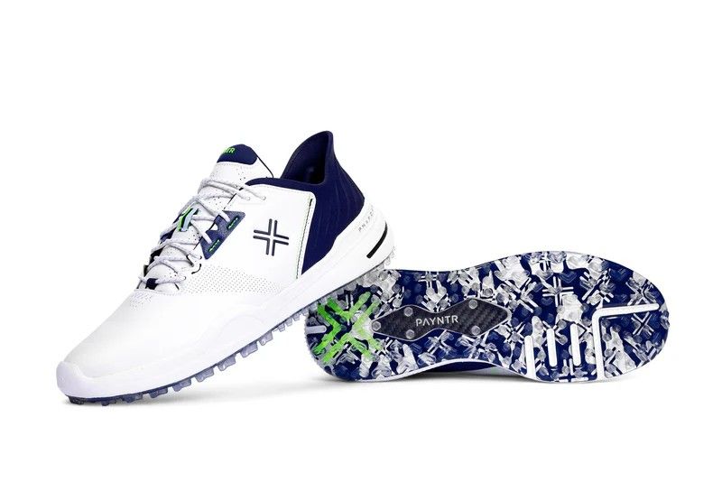 PAYNTR MENS X 005 F GOLF SHOES 25, Color: WHITE/NAVY/ELECTRIC GREEN, Size: 9