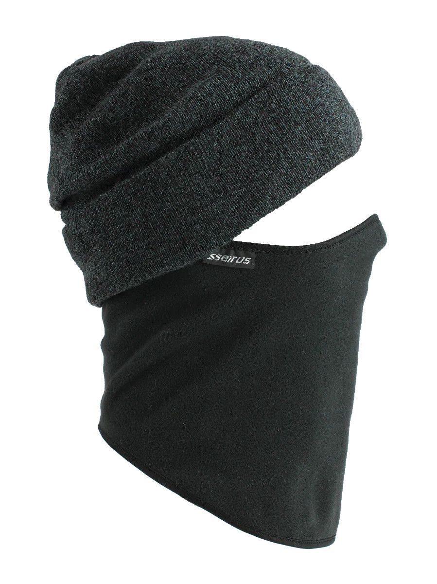 MAIN IMAGE OF SEIRUS UNISEX QUICK CLAVA® HEATWAVE™ DOCKS WINTER HAT IN BLACK/LIGHT BLUE O/S WITH WA…