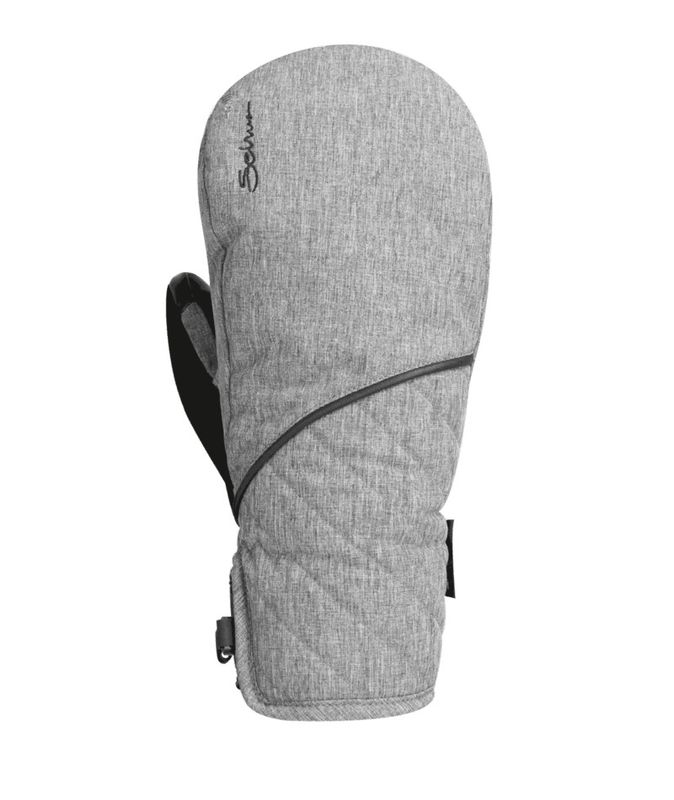 BACK OF HAND VIEW OF SEIRUS WOMENS HEATWAVE™ PLUS ST VANISH™ MITTEN FEATURES WATERPROOF INSERT AND …