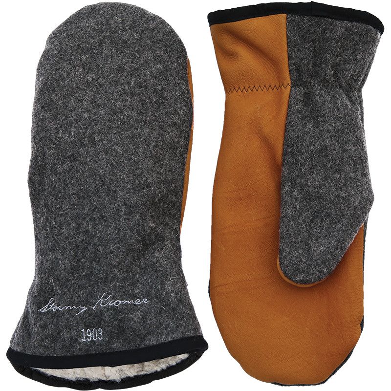 FRONT VIEW OF STORMY KROMER UNISEX TOUGH MITTEN FEATURES AUTHENTIC LEATHER FOR DURABILITY AND WARM …