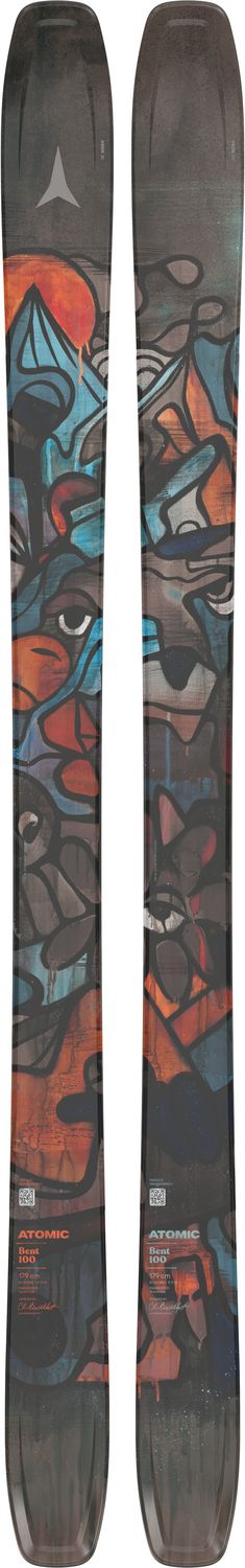 ATOMIC UNISEX BENT 100 DOWNHILL SKIS 26, Color: RED/BLUE/BLACK, Size: 172
