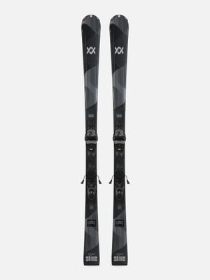 TOPSHEET VIEW OF VOLKL WOMENS SHINE 72 + VMOTION 10 LADY DOWNHILL SKIS FEATURES EASY TURN INITIATIO…