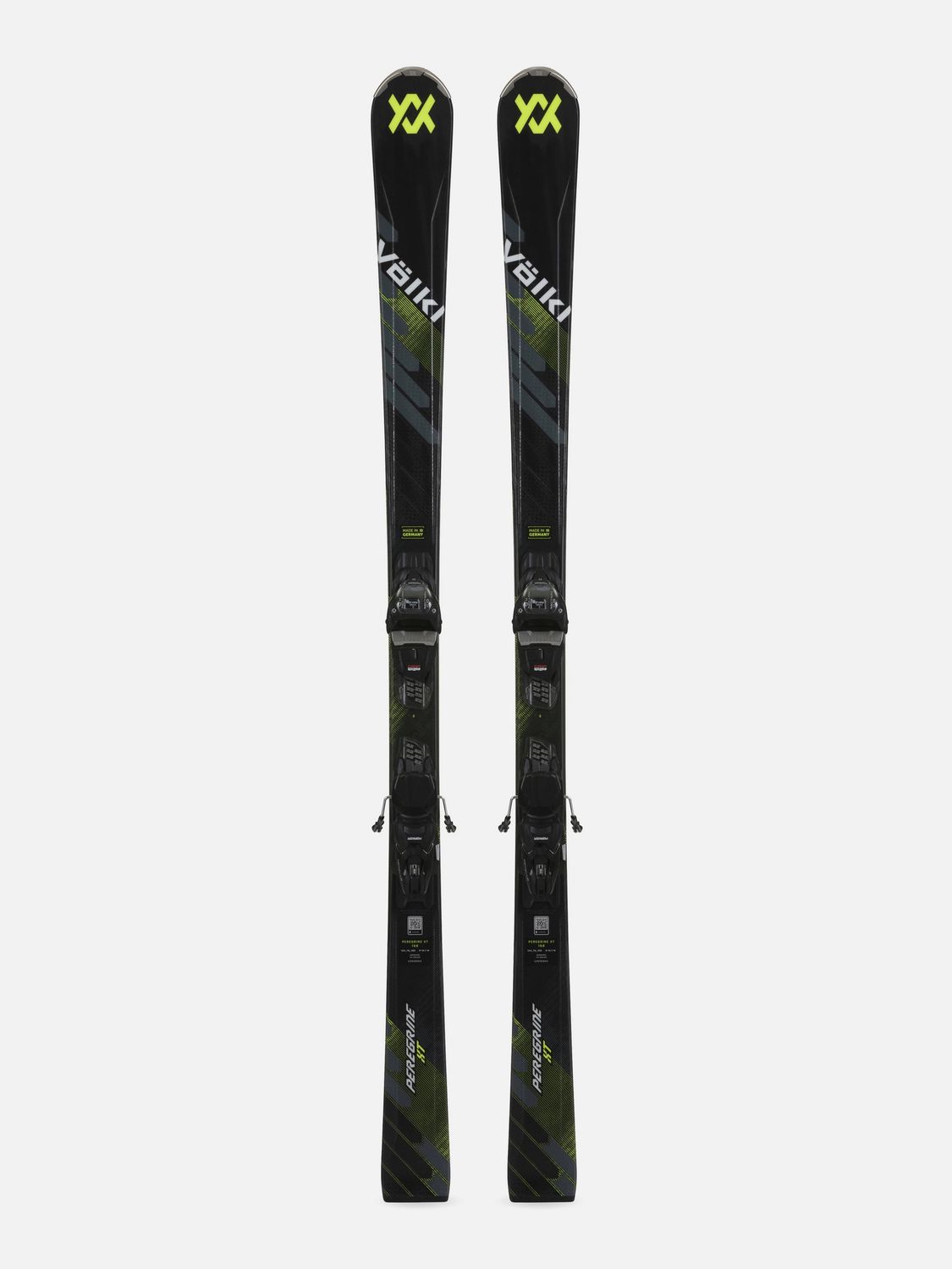 MAIN IMAGE OF VOLKL UNISEX PEREGRINE XT + VMOTION 10 DOWNHILL SKIS IN BLACK/YELLOW/WHITE 161 WITH E…