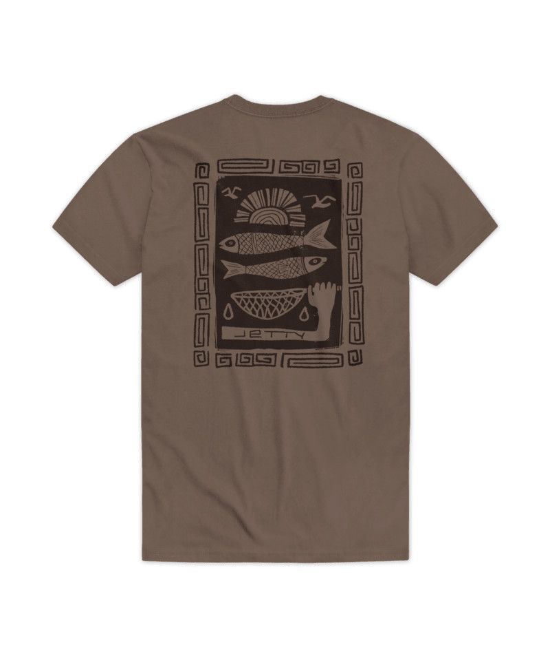 JETTY MENS NEARSHORE SHORT SLEEVE SHIRT 25, Color: BROWN, Size: MEDIUM