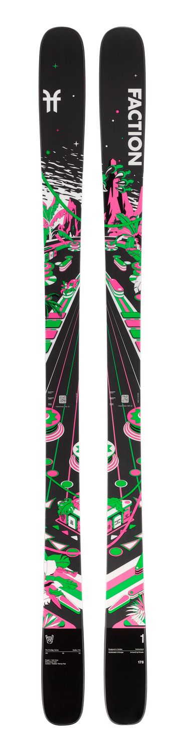 FACTION UNISEX PRODIGY 1 DOWNHILL SKIS 26, Color: BLACK/PINK/GREEN/WHITE, Size: 158CM