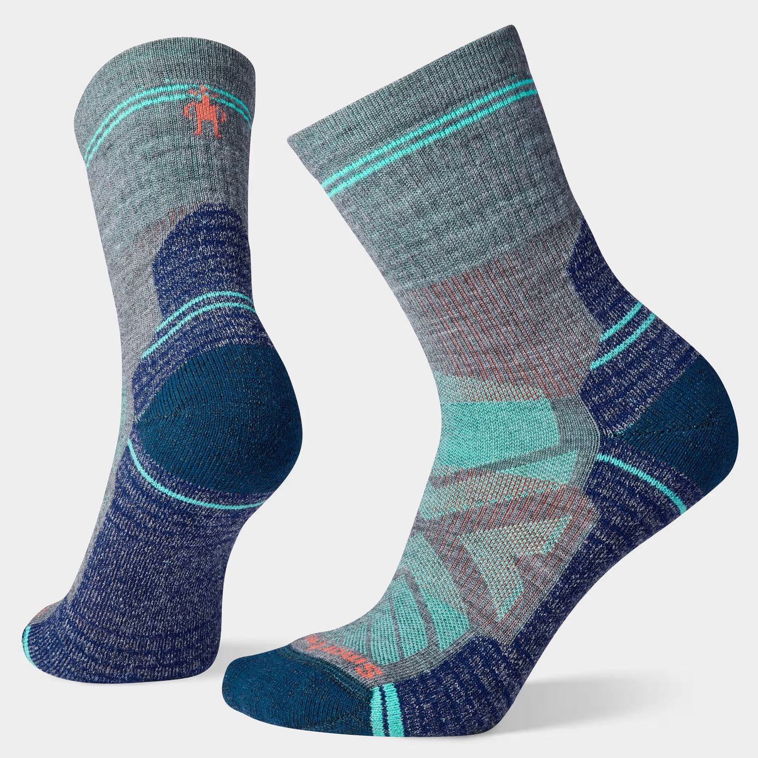 SMARTWOOL WOMENS HIKE LIGHT CUSHION MID CREW SOCKS, Color: MEDIUM GRAY, Size: MEDIUM