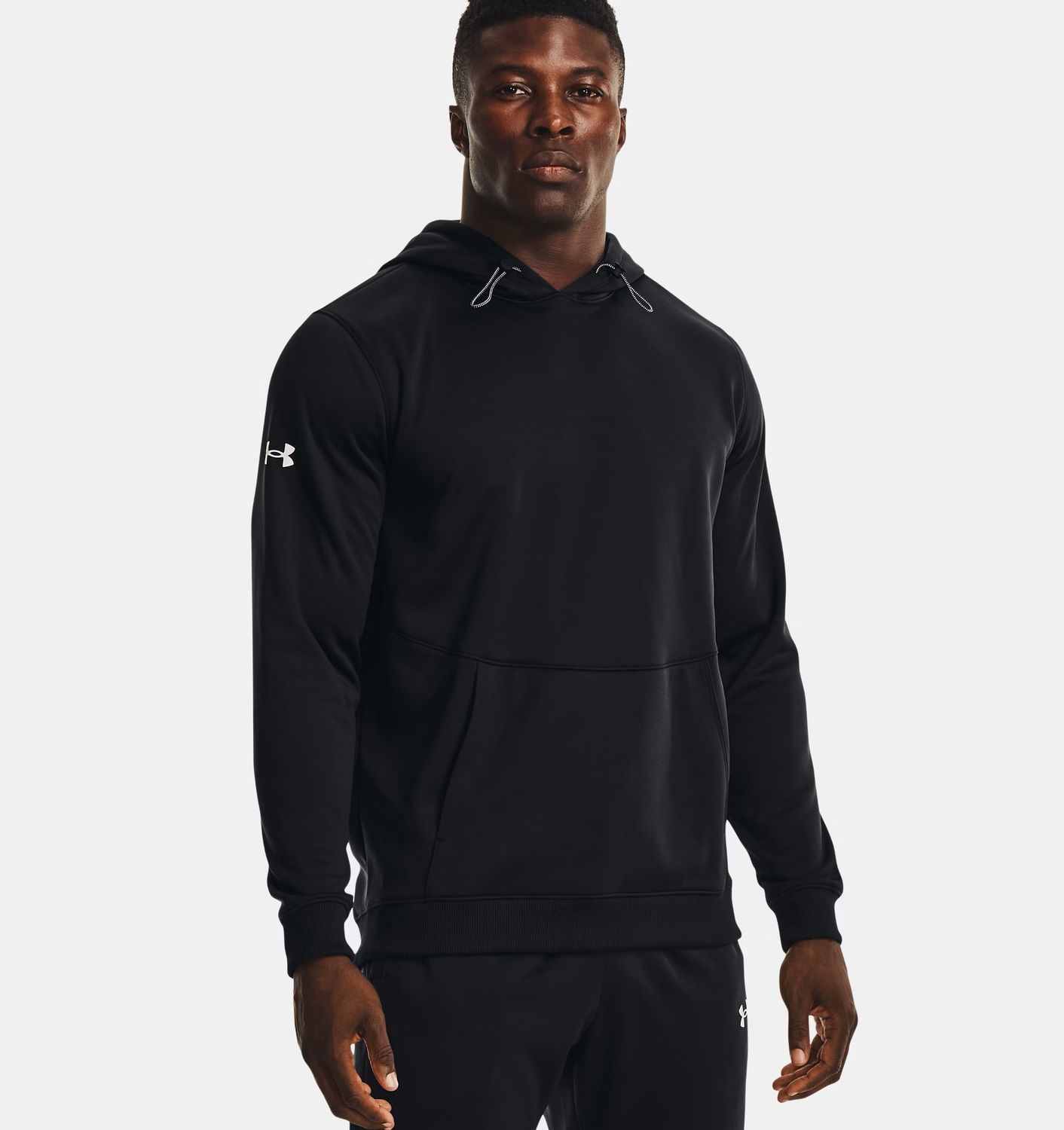 MAIN IMAGE OF UNDER ARMOUR MENS ARMOUR FLEECE STORM HOODIE IN BLACK/WHITE MEDIUM WITH WATER REPELLE…