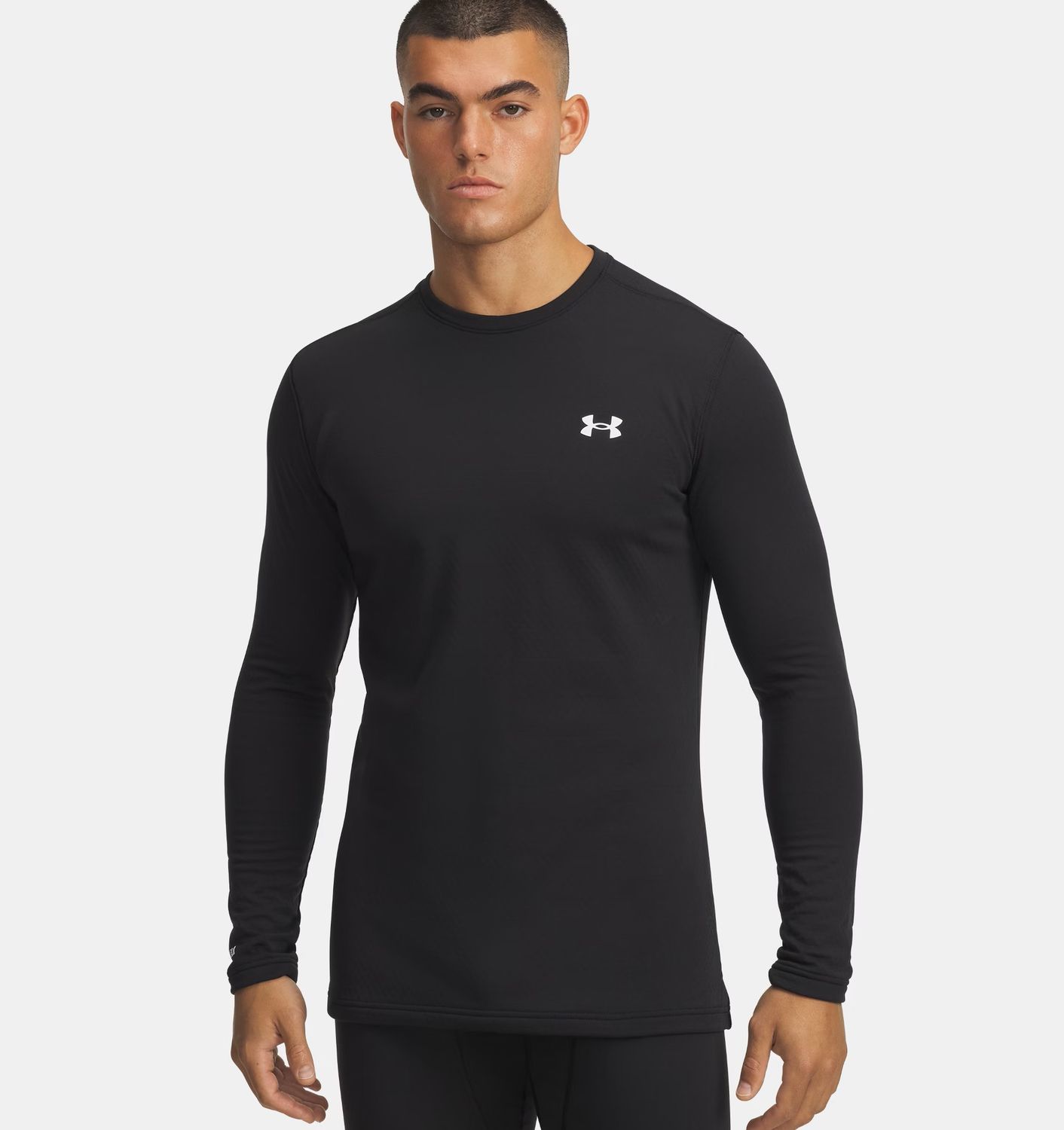 MAIN IMAGE OF UNDER ARMOUR MENS UA BASE 3.0 CREW BASELAYER TOP IN BLACK/BLACK SMALL WITH MIDWEIGHT …