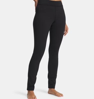 FRONT VIEW OF UNDER ARMOUR WOMENS UA BASE 3.0 BASELAYER BOTTOM FEATURES MIDWEIGHT WARMTH AND 4-WAY …