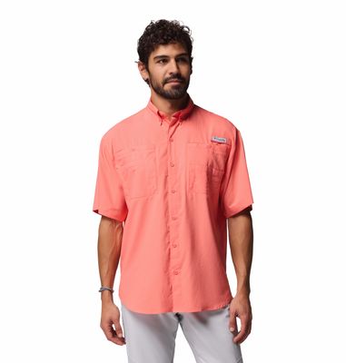 FRONT VIEW OF COLUMBIA MENS TAMIAMI™ II SHORT SLEEVE SHIRT FEATURES UPF 40 SUN PROTECTION AND MOIST…