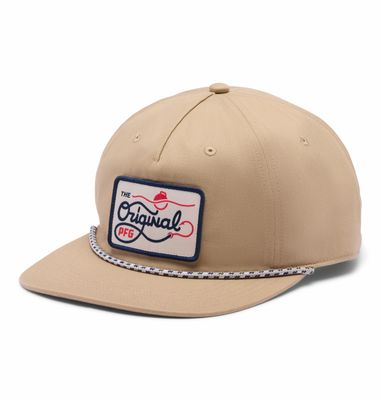 FRONT VIEW OF COLUMBIA UNISEX PFG BACK TACK™ SNAP BACK CAP FEATURES ADJUSTABLE BACK CLOSURE AND 5-P…