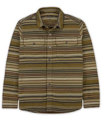 FRONT VIEW OF JETTY MENS HORIZON HEAVY-DUTY FLANNEL FEATURES LARGE DOUBLE CHEST POCKETS AND LASER E…