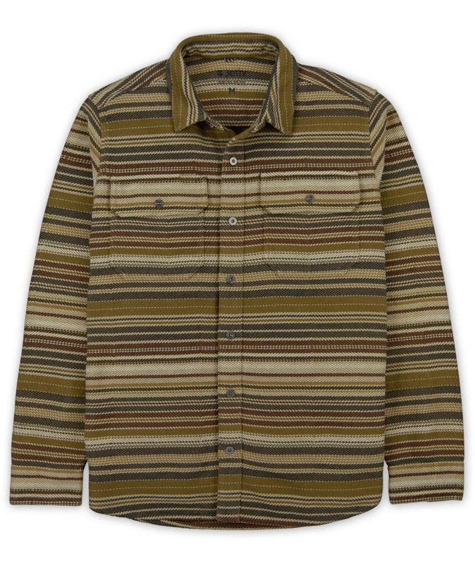 FRONT VIEW OF JETTY MENS HORIZON HEAVY-DUTY FLANNEL FEATURES LARGE DOUBLE CHEST POCKETS AND LASER E…