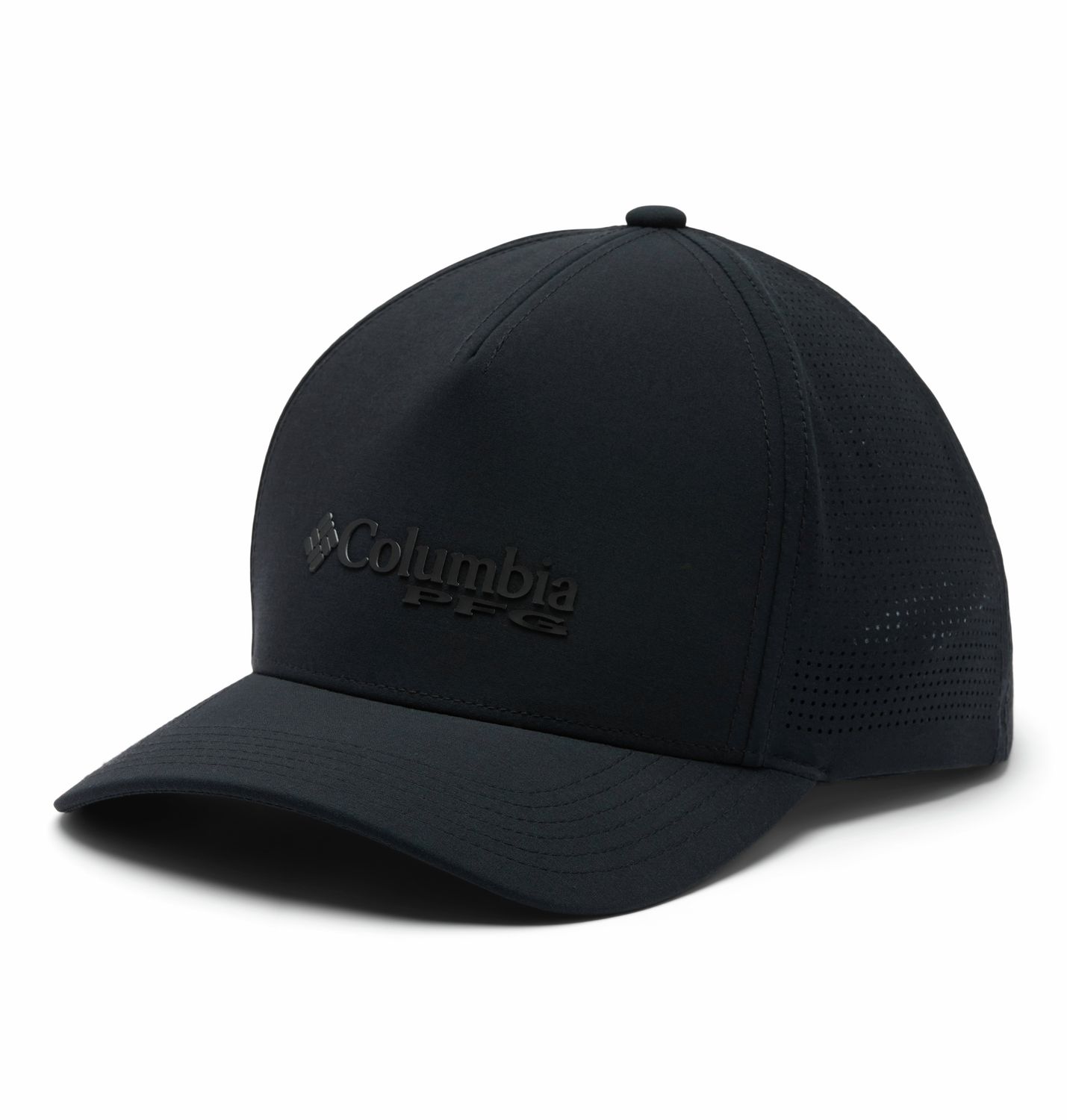 MAIN IMAGE OF COLUMBIA UNISEX PFG ELITE™ 3D STRETCH SNAP BACK CAP IN BLACK/PFG POP WELD LOGO O/S WI…