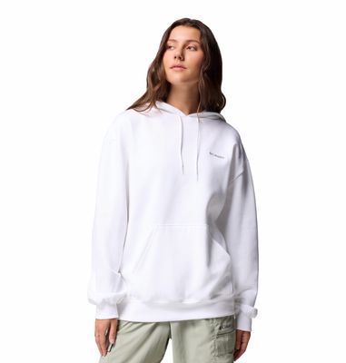 FRONT VIEW OF COLUMBIA WOMENS ALDERMORE™ HOODIE FEATURES LIGHT WARMTH, ADJUSTABLE HOOD, AND GREAT F…