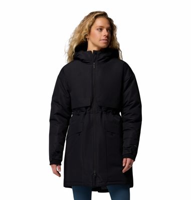 FRONT VIEW OF COLUMBIA WOMENS JUNIPER RIDGE III DOWN PARKA™ FEATURES BREATHABLE WATERPROOFING AND W…