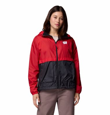 FRONT VIEW OF COLUMBIA WOMENS CLG SPARK VALLEY™ LINED WINDBREAKER JACKET FEATURES SOFT FLEECE LININ…