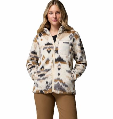 FRONT VIEW OF COLUMBIA WOMENS WEST BEND™ PRINT II SWEATER FEATURES LIGHT WARMTH AND HAND POCKETS FO…