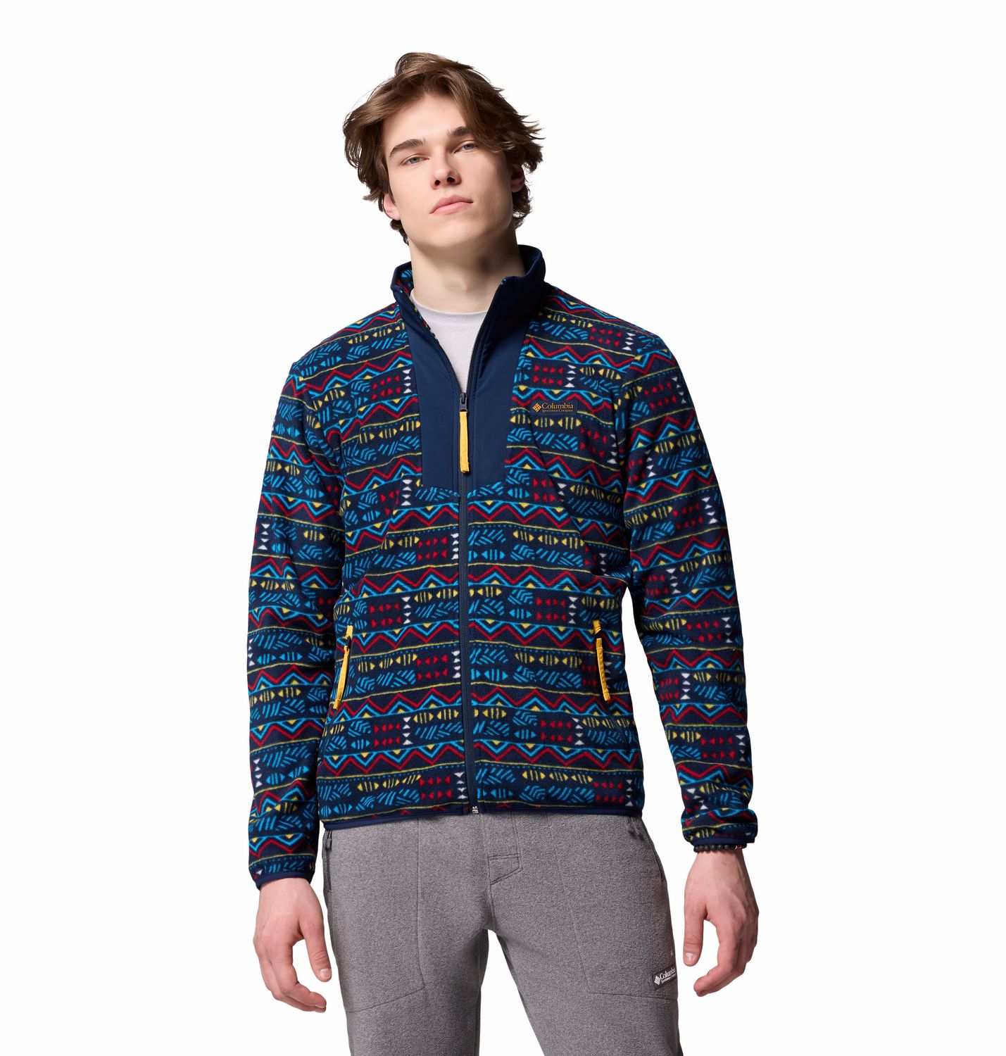 MAIN IMAGE OF COLUMBIA MENS SEQUOIA GROVE™ PRINTED FULL ZIP SWEATER IN COLLEGIATE NAVY SMALL WITH L…