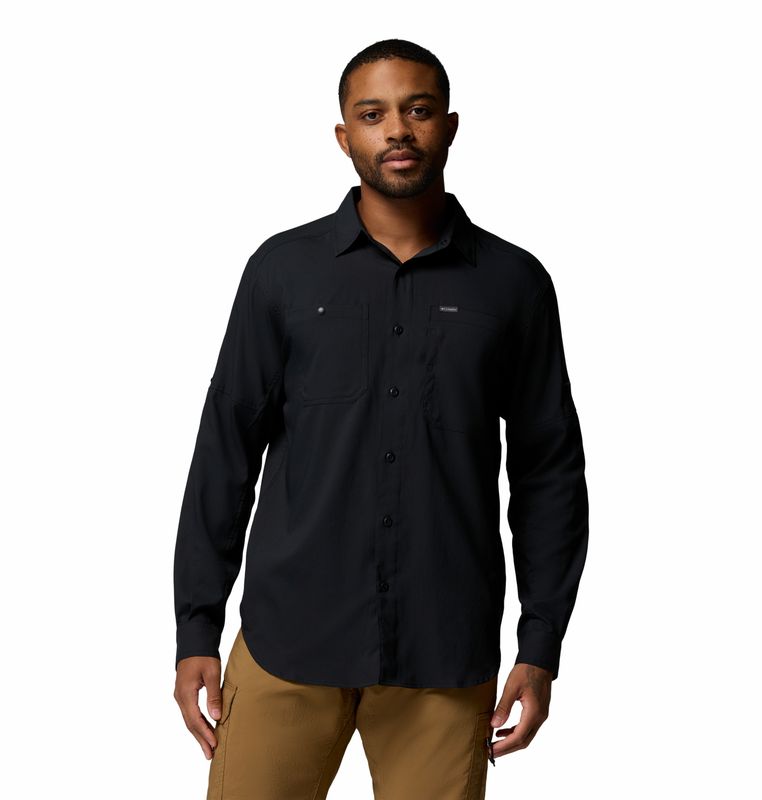 FRONT VIEW OF COLUMBIA MENS SILVER RIDGE™ UTILITY LITE LONG SLEEVE SHIRT FEATURES UPF 50 SUN PROTEC…