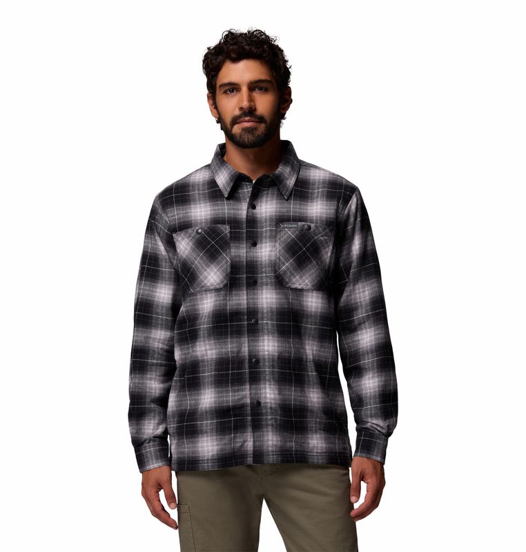 FRONT VIEW OF COLUMBIA MENS CORNELL WOODS™ FLEECE LINED LONG SLEEVE SHIRT FEATURES MICROFLEECE LINI…
