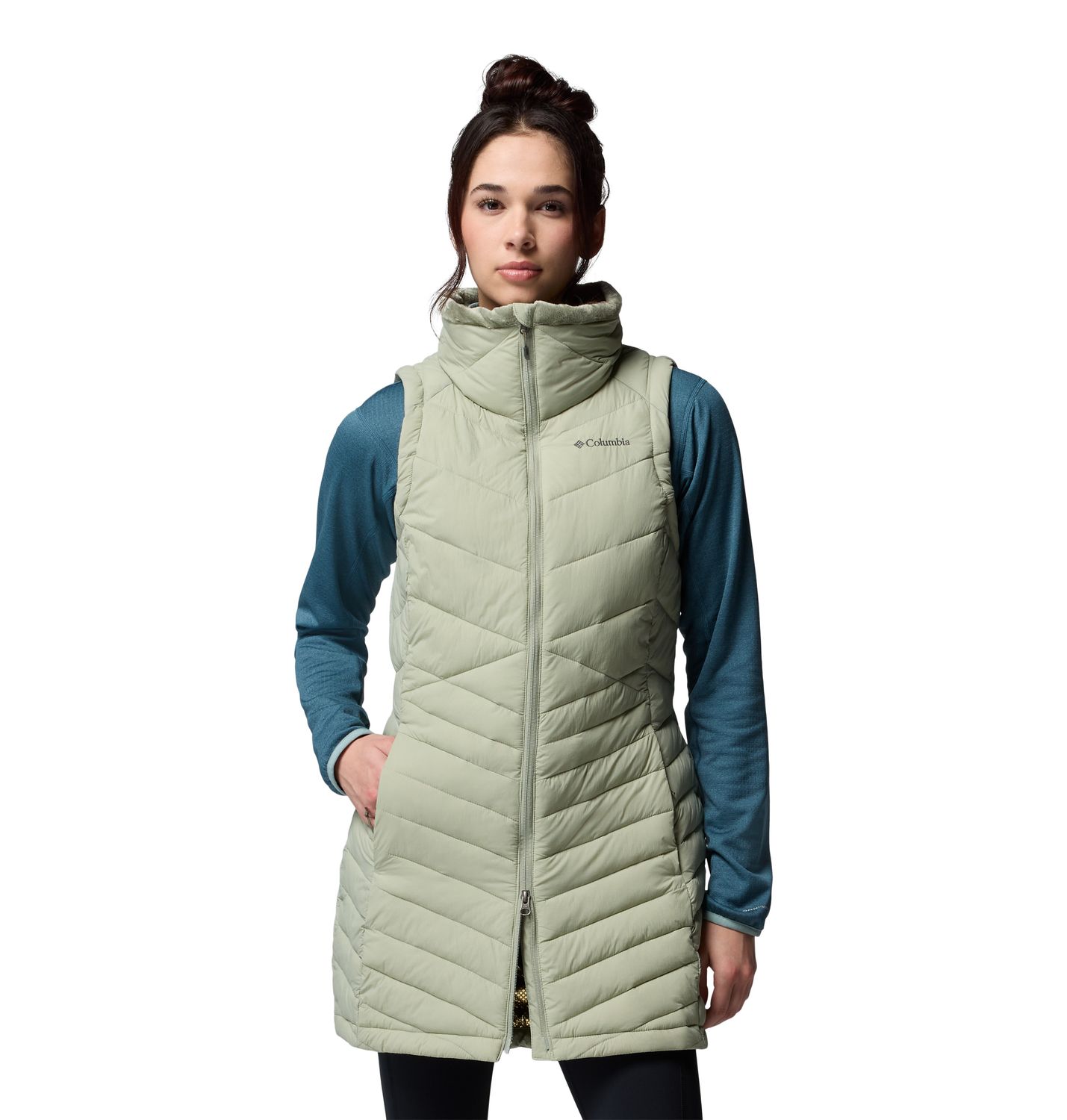 MAIN IMAGE OF COLUMBIA WOMENS JOY PEAK™ II LONG VEST IN SAFARI SMALL WITH WATER REPELLENCY AND INSU…