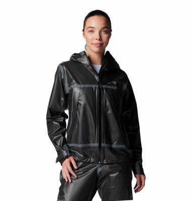 FRONT VIEW OF COLUMBIA WOMENS OUTDRY EXTREME™ WYLDWOOD™ SHELL RAIN JACKET FEATURES BREATHABLE WATER…