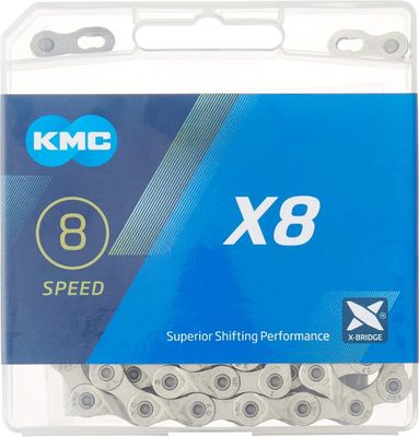 KMC, X8 NP/GY, Chain, 6/7/8sp 116 links, Silver