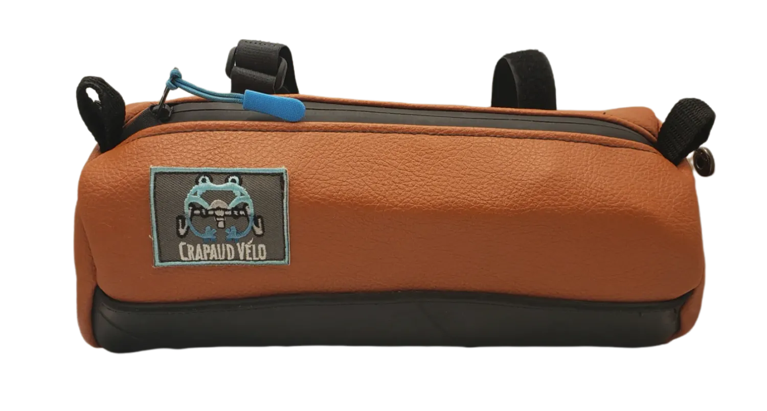Crapaud Velo Handlebar Bag, Attribute 1: Small: 24x10x10cm, Attribute 2: Burnt Orange, Attribute 3: Marine Leather