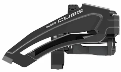 FRONT DERAILLEUR, FD-U8010-L, CUES, FOR  2X10/11, LOW CLAMP, TOP-SWING, 34.9MM BAND (W/31.8 &amp; 28.6MM ADAPTER), CS-ANGLE: 63-68, FOR TOP GEAR: 46T, CL: 48.8MM