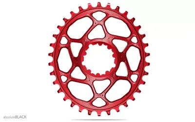 absoluteBLACK Oval Narrow-Wide Direct Mount 32t, SRAM 3-Bolt, 6mm Offset, Red
