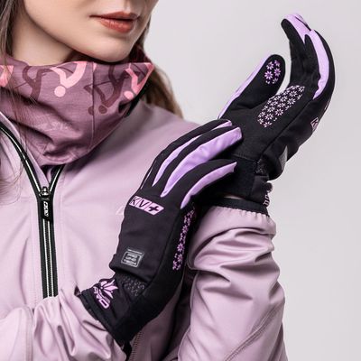 KV+ Cold Pro Ski Gloves (Black-Lilac)