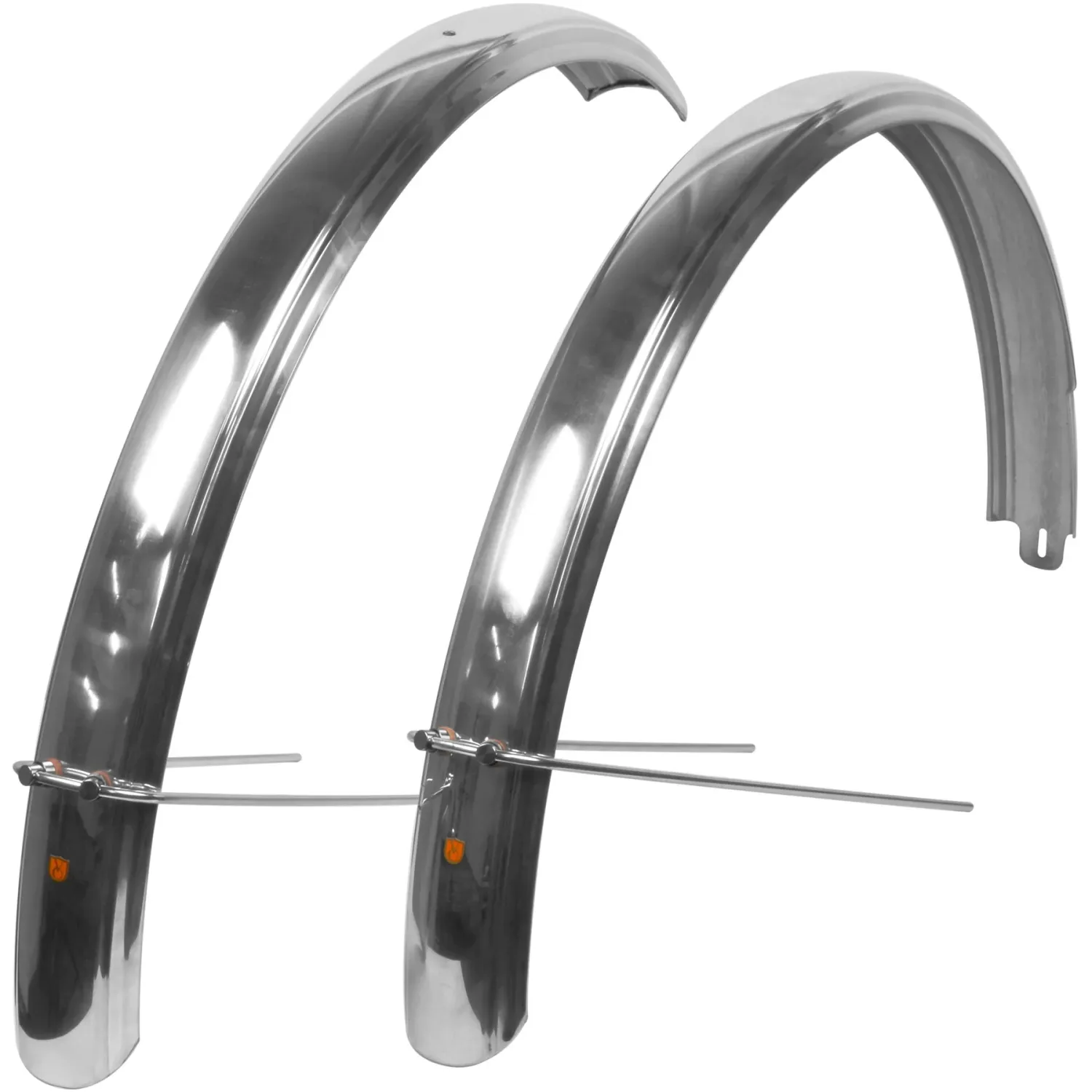 700c Fluted Fenders, 63mm - Silver and Black Color — Silver