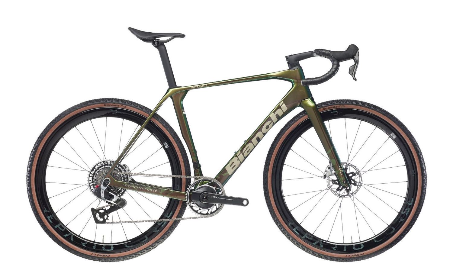 2027 Bianchi Impulso RC Red XPLR eTap AXS E1 - RED XPLR Power Meter, Color: Raudibotn camo - Sand [Full Glossy], Size: XS