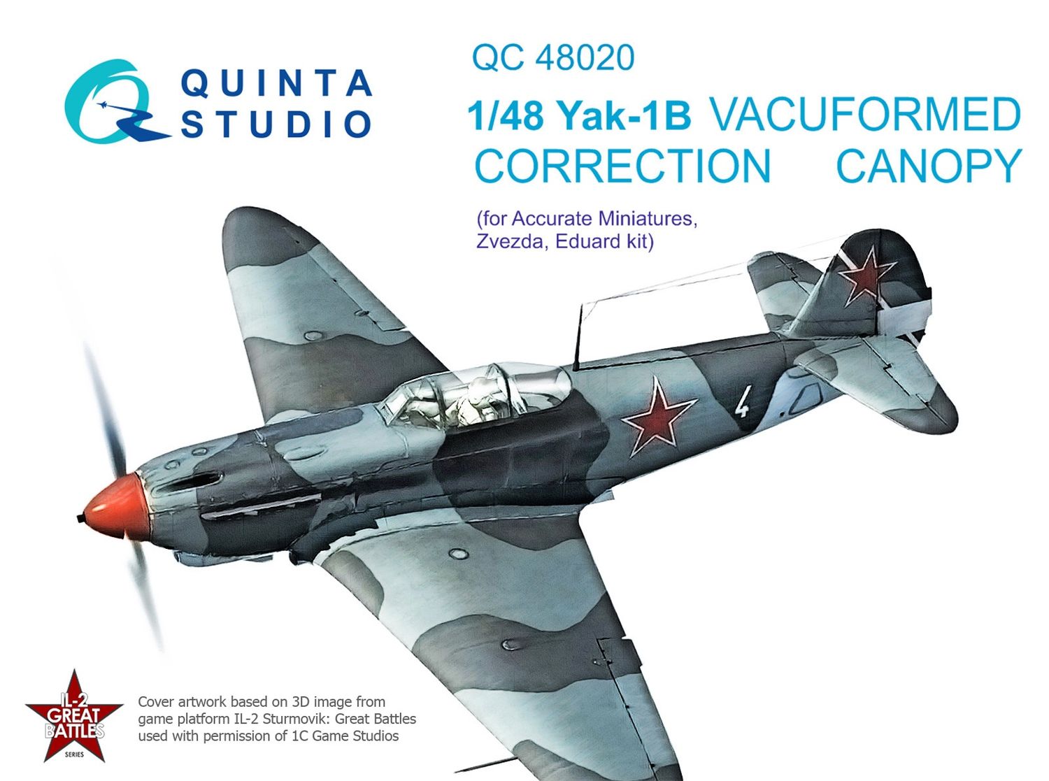 QC48020 - Yak-1B vacuformed clear canopy  (for Accurate Miniatures, Zvezda, Eduard kits) - 1:48