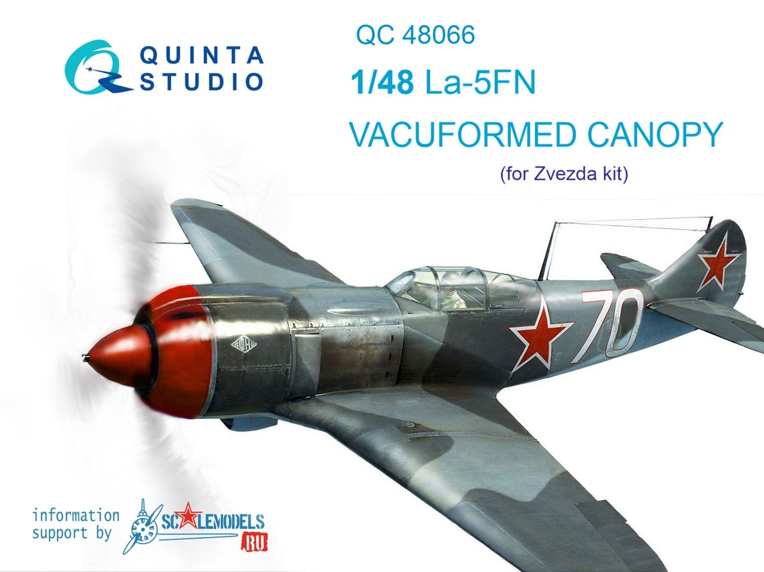 QC48066 - La-5FN vacuformed clear canopy  (for Zvezda kits) - 1:48