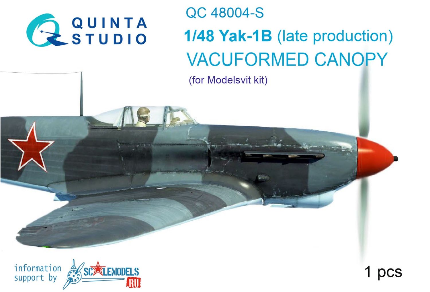 QC48004-S - Yak-1B (late production) vacuformed clear canopy, 1 pcs, (for Modelsvit kit) - 1:48