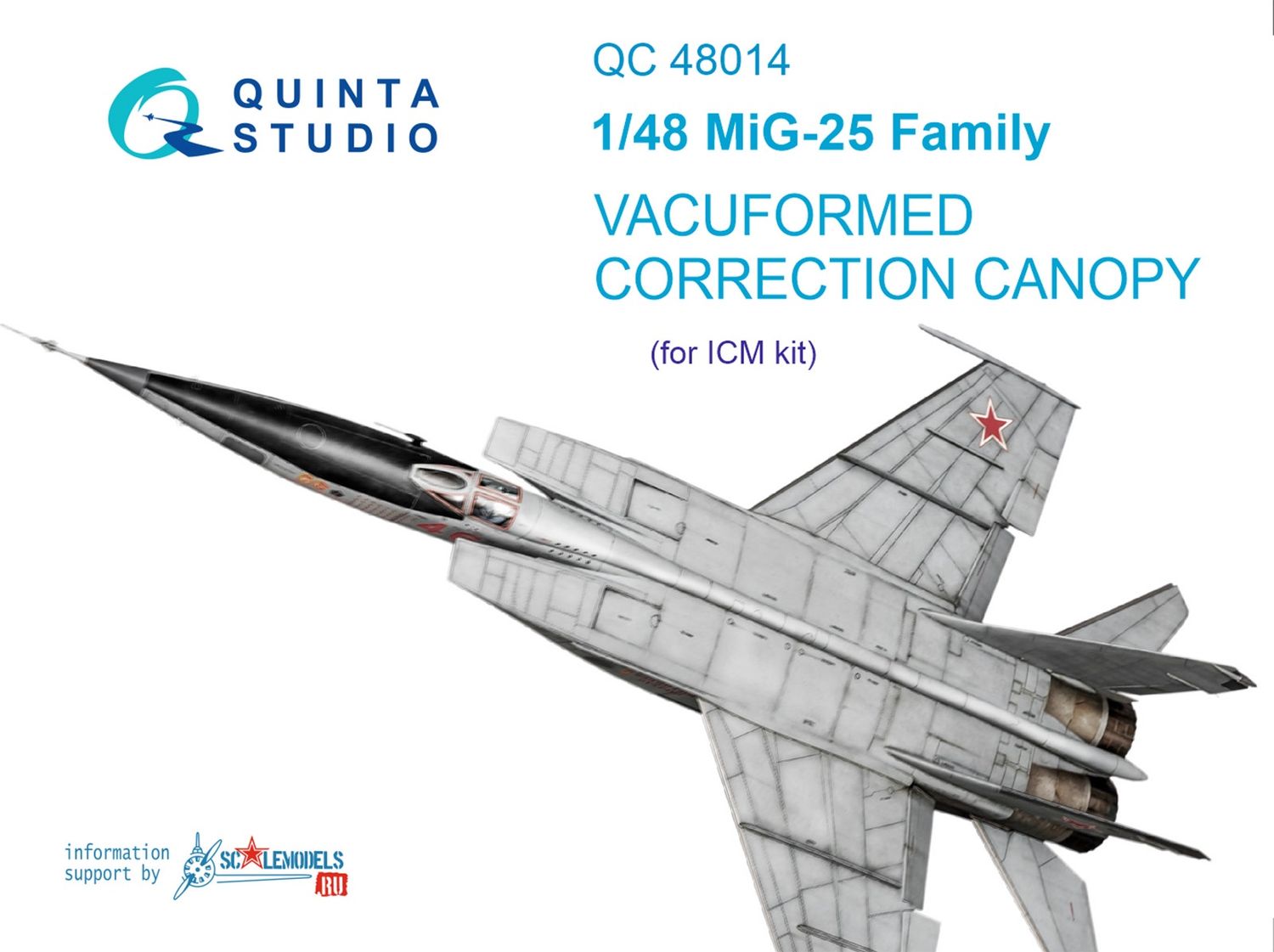 QC48014 - MiG-25 correction vacuformed clear canopy (for ICM kit) - 1:48