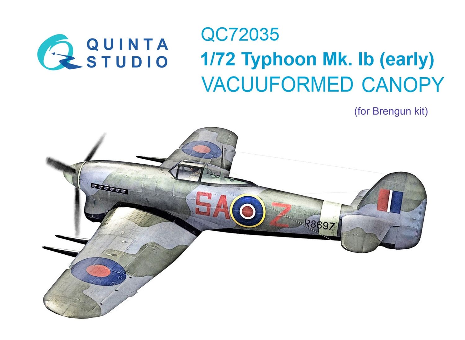QC72035 - Hawker Typhoon Mk.1b (early) vacuformed clear canopy (for Brengun kit) - 1:72