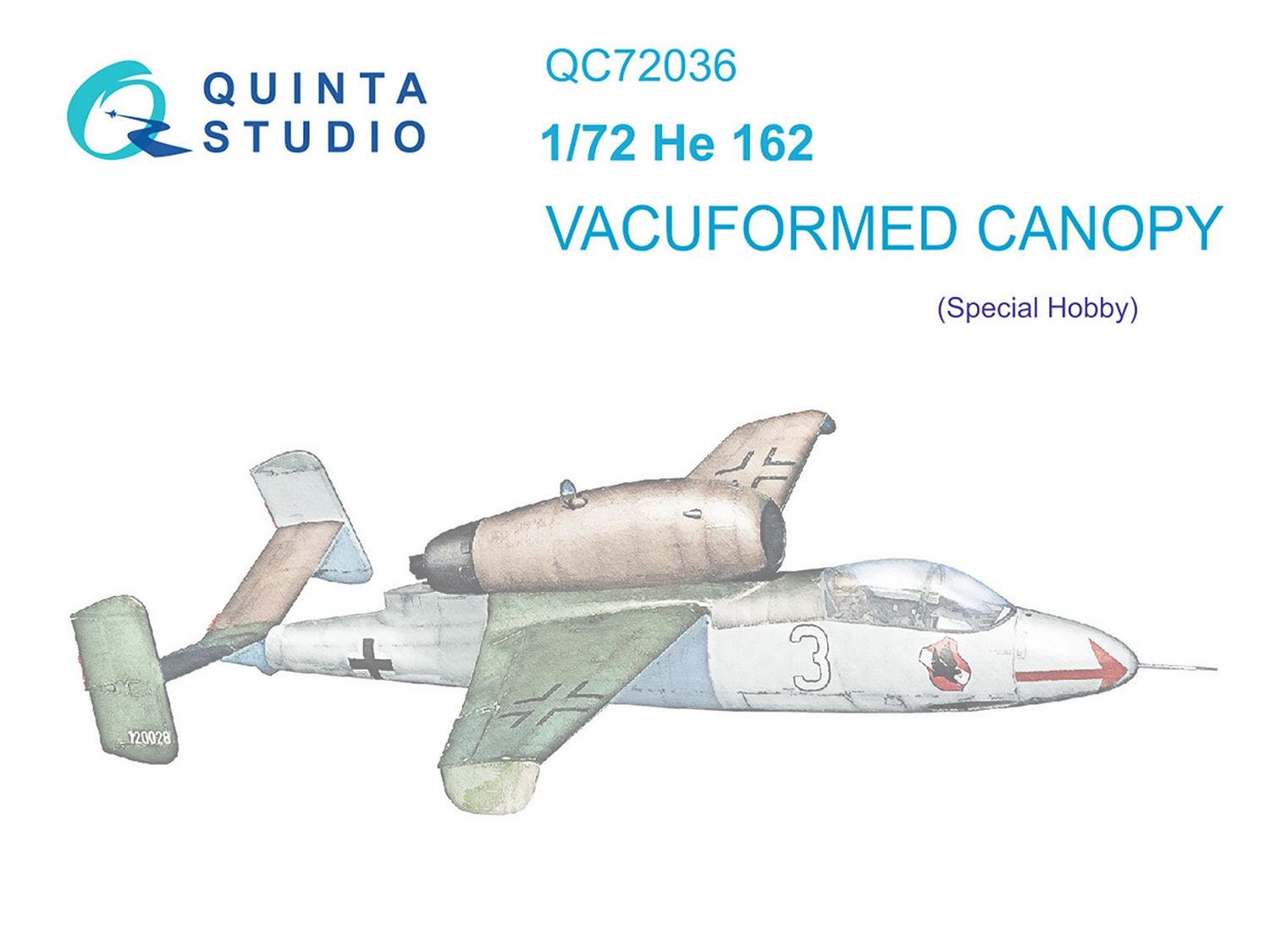 QC72036 - He 162 vacuformed canopy (for Special Hobby kit) - 1:72