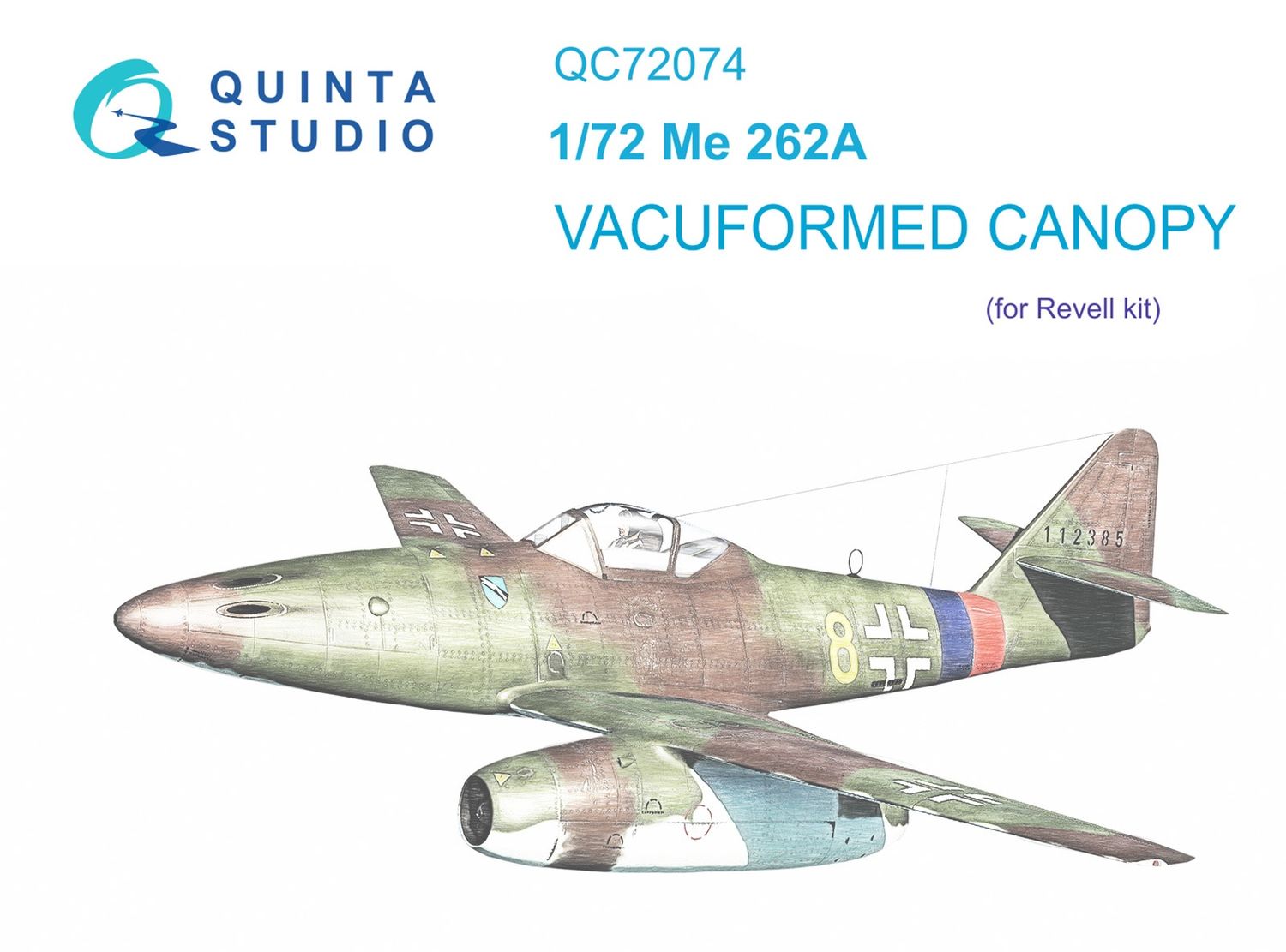 QC72074 - Me-262A vacuformed clear canopy (for Revell kit) - 1:72