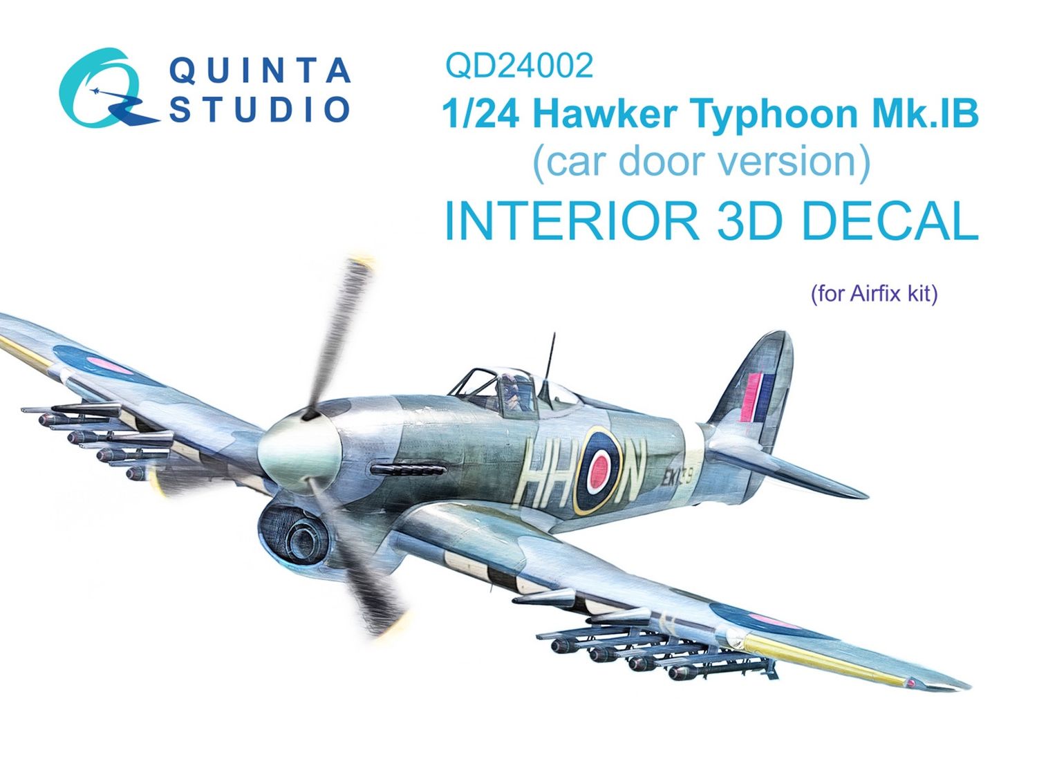 QD24002 - Hawker Typhoon (Car Door) 3D-Printed &amp; coloured Interior on decal paper (for Airfix kit) - 1:24